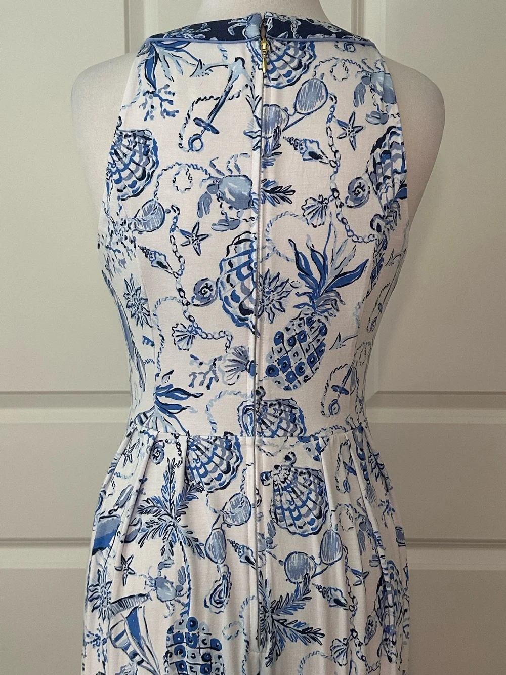 Lilly Pulitzer Carmilla Sleeveless Jersey Maxi Dress Resort White Blue Size 10 - Picture 6 of 14